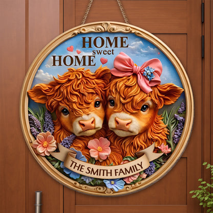Home Sweet Home With Cows And Flowers