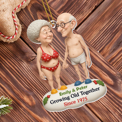 Growing Old Together, Elderly Couple In Swimsuits