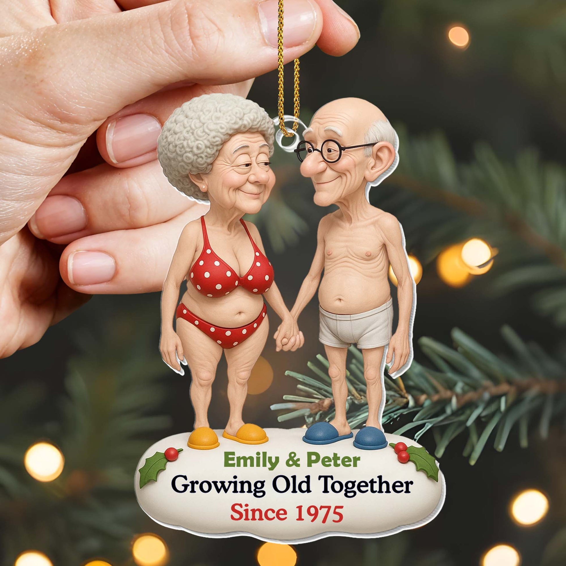 Growing Old Together, Elderly Couple In Swimsuits