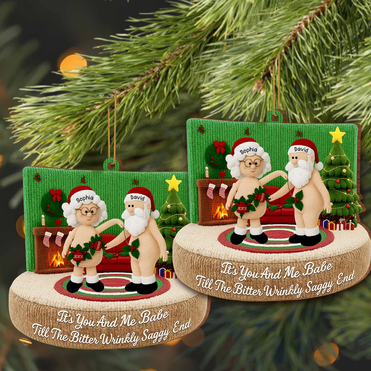 It's You And Me Babe Till The Bitter Wrinkly Saggy End, Christmas Tree, Santa Hats