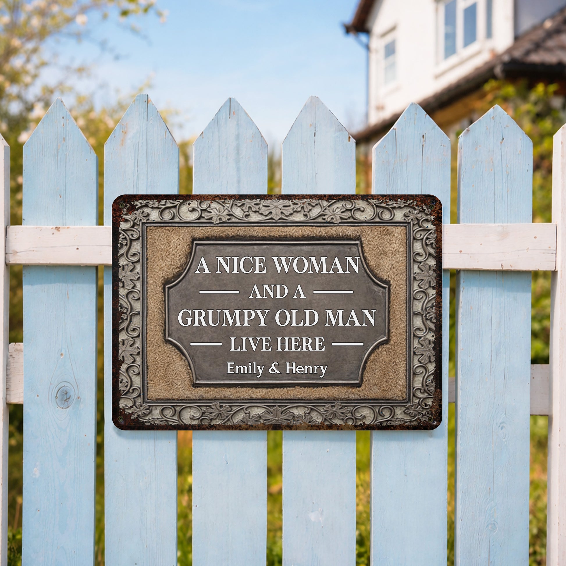 A Nice Woman And A Grumpy Old Man Live Here Plaque