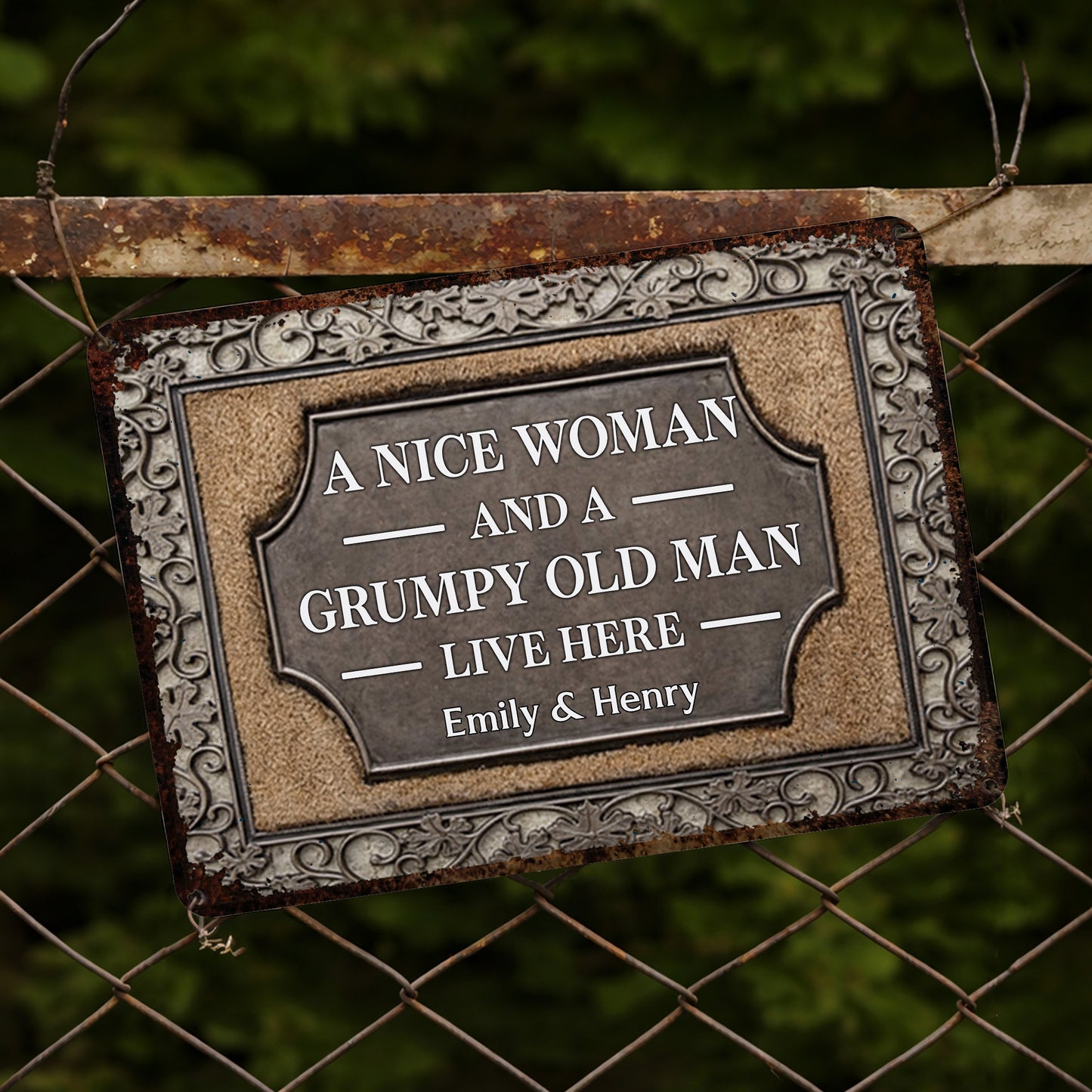 A Nice Woman And A Grumpy Old Man Live Here Plaque