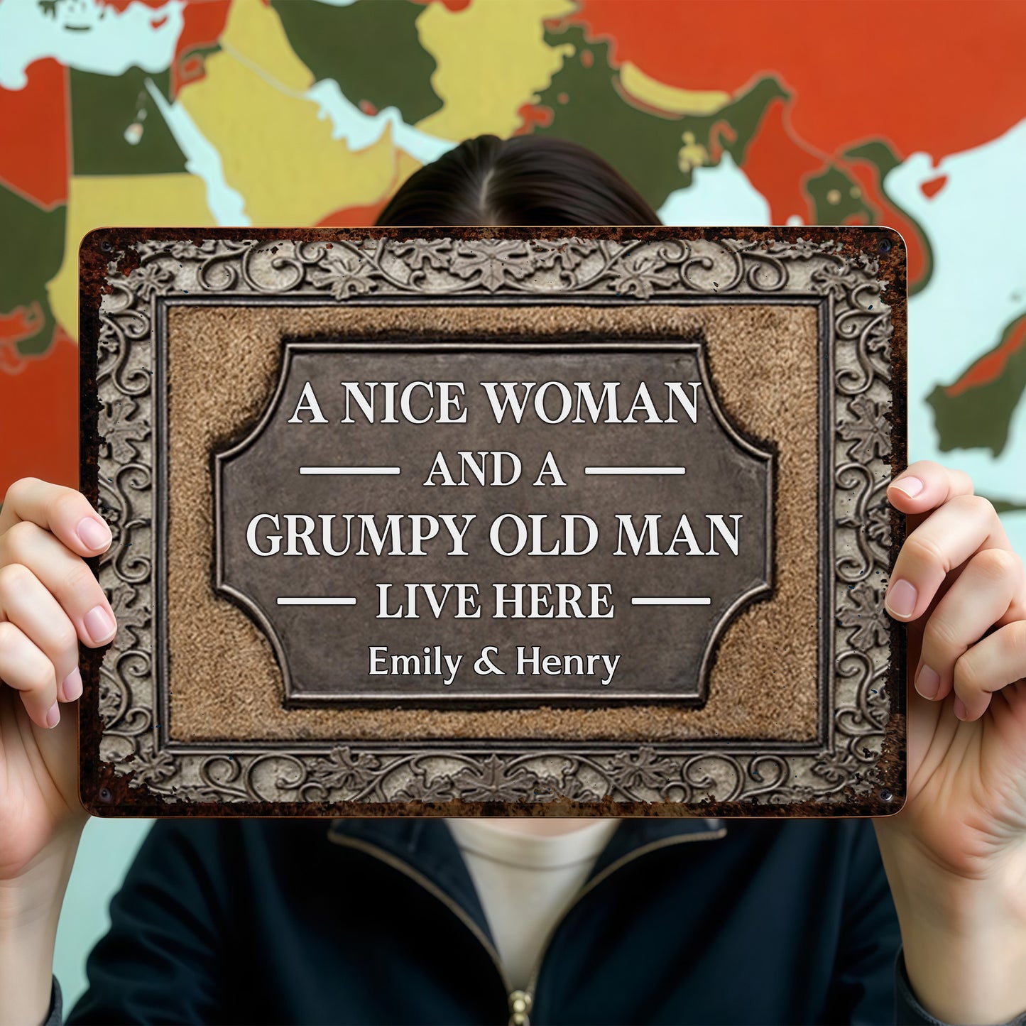 A Nice Woman And A Grumpy Old Man Live Here Plaque