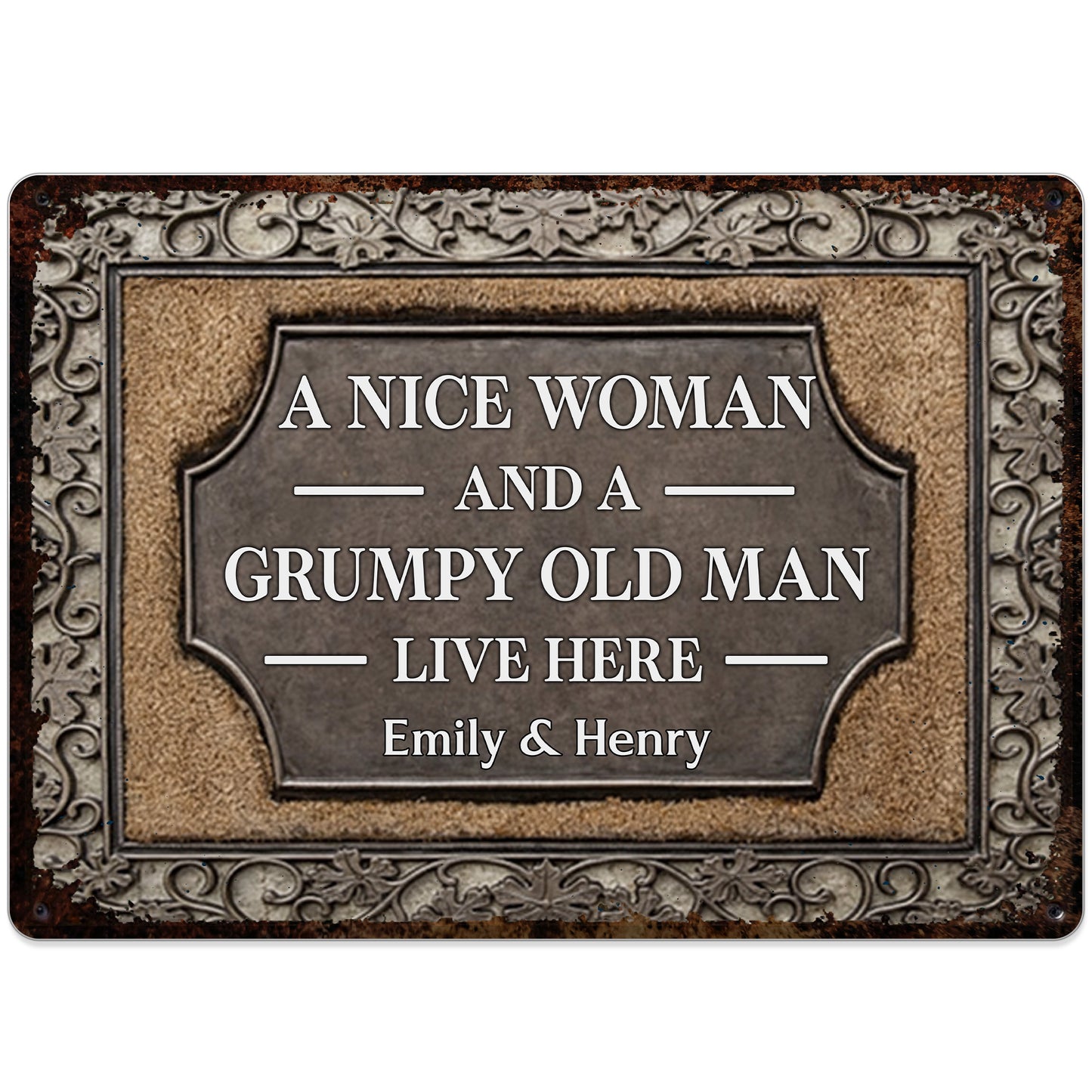 A Nice Woman And A Grumpy Old Man Live Here Plaque