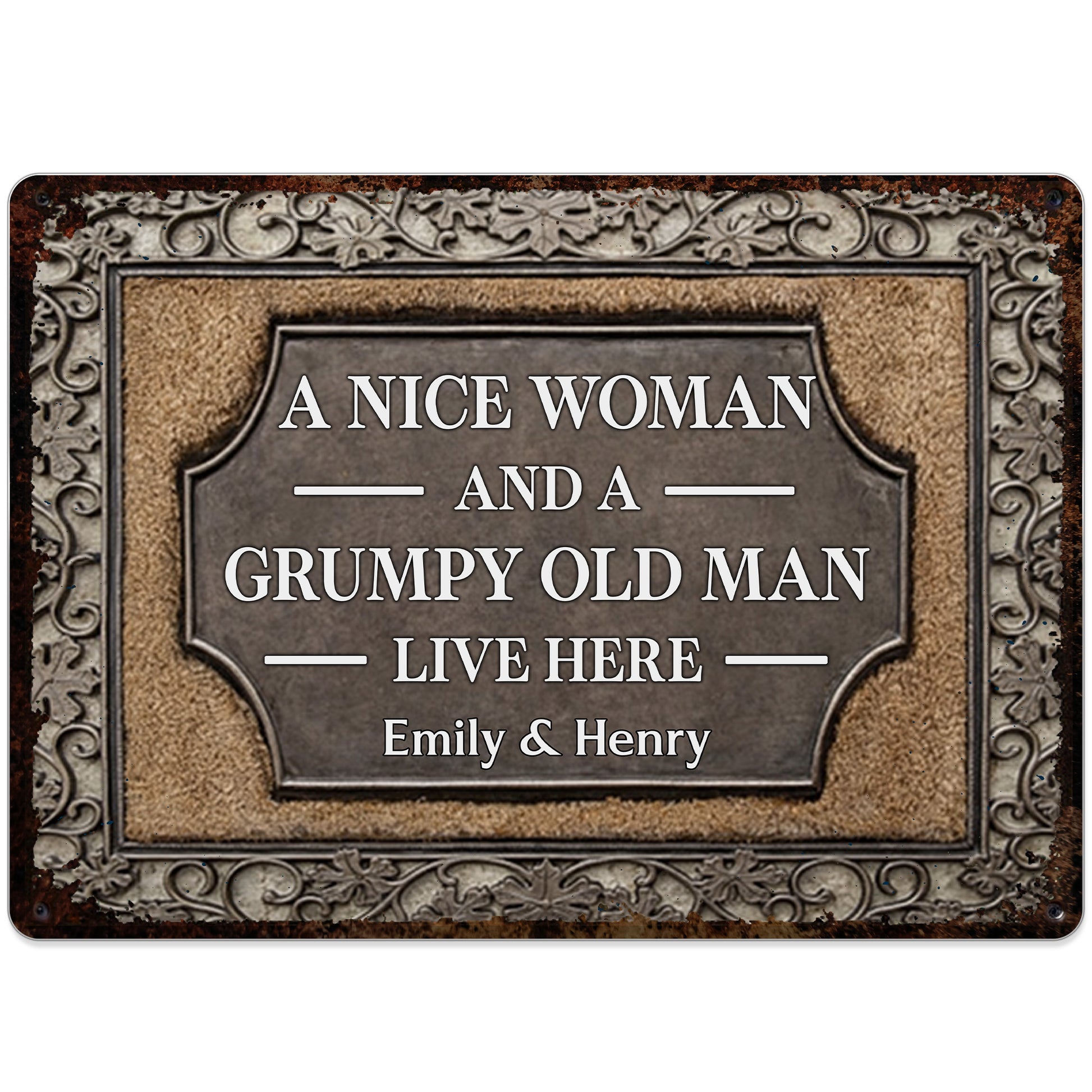 A Nice Woman And A Grumpy Old Man Live Here Plaque