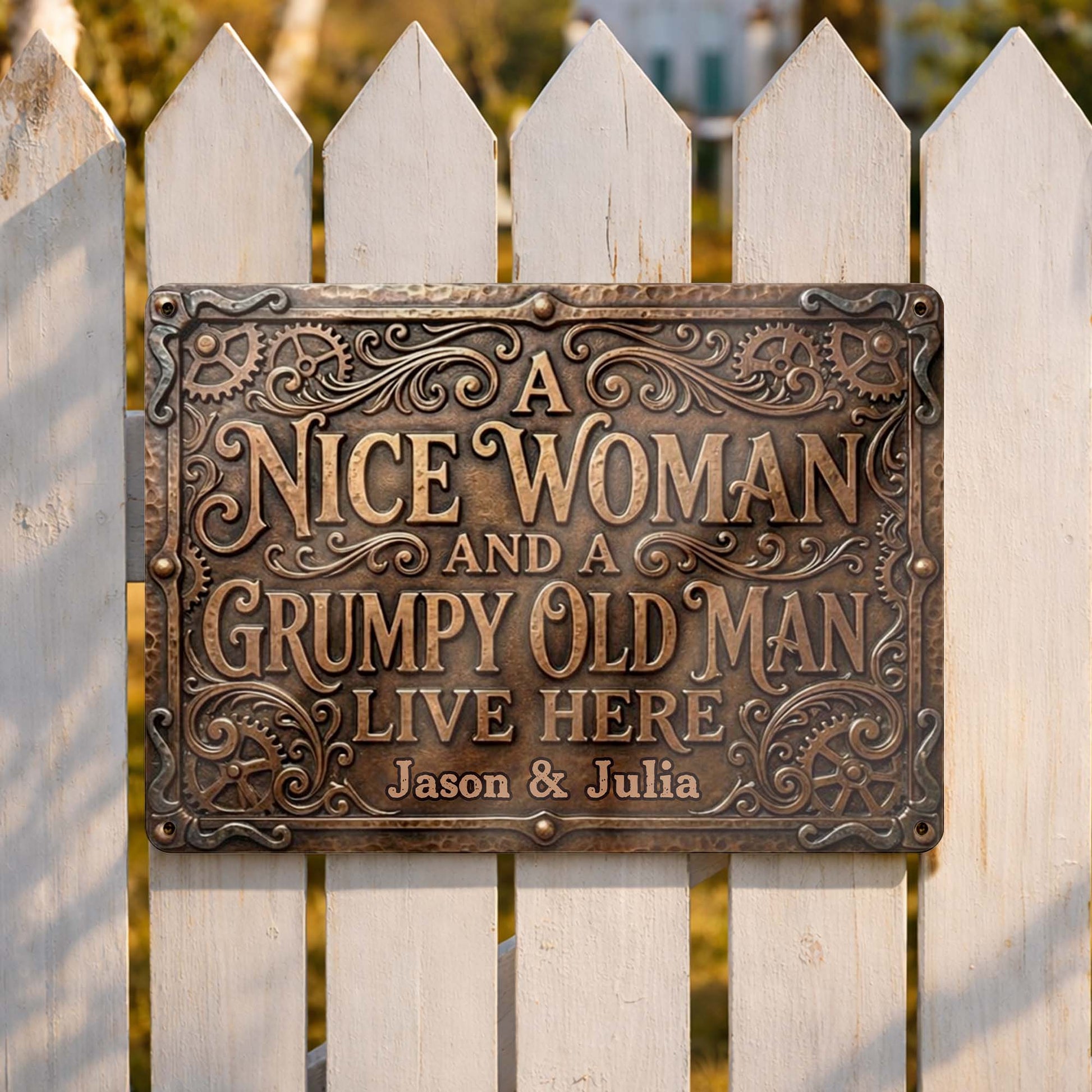 A Nice Woman And A Grumpy Old Man Live Here Sign