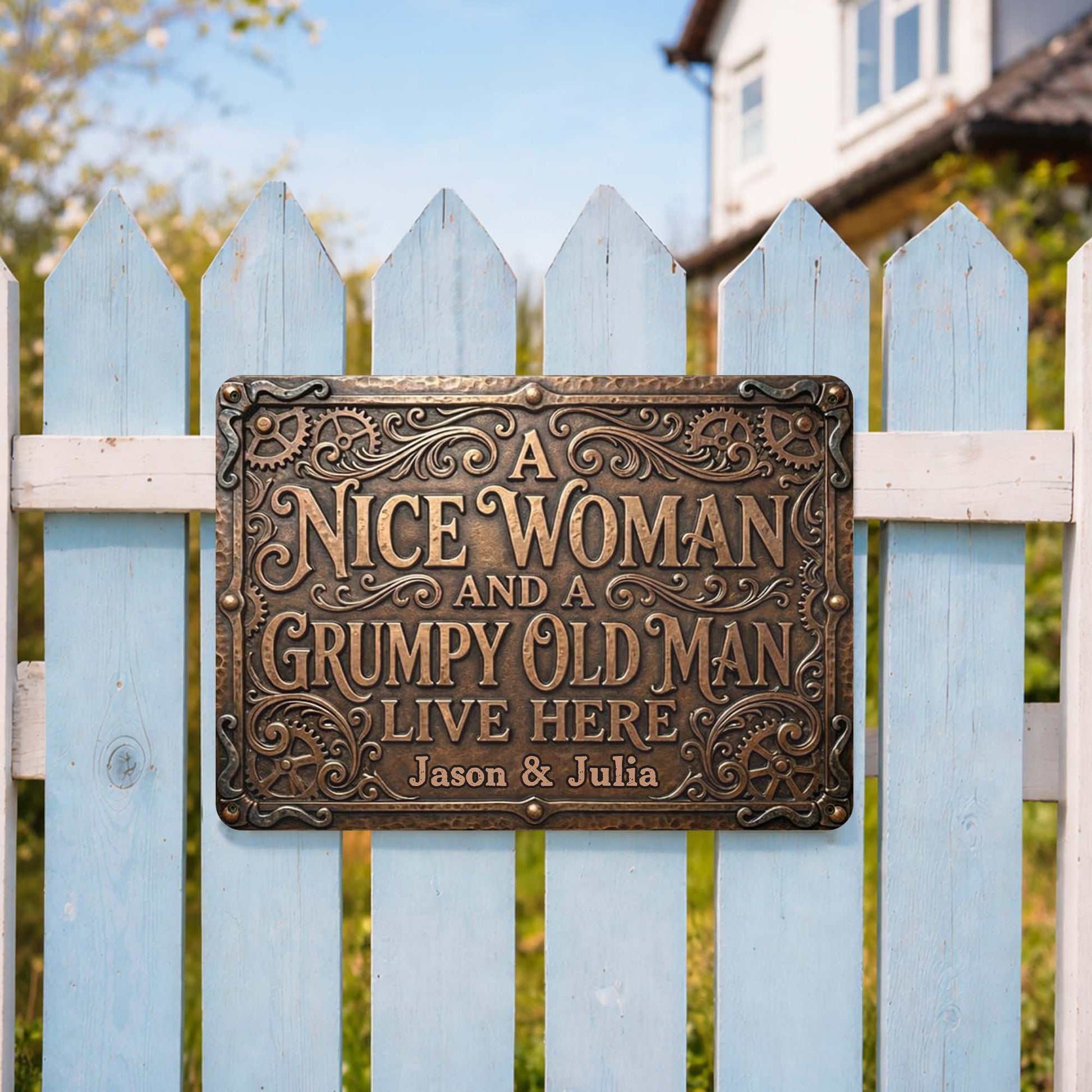 A Nice Woman And A Grumpy Old Man Live Here Sign