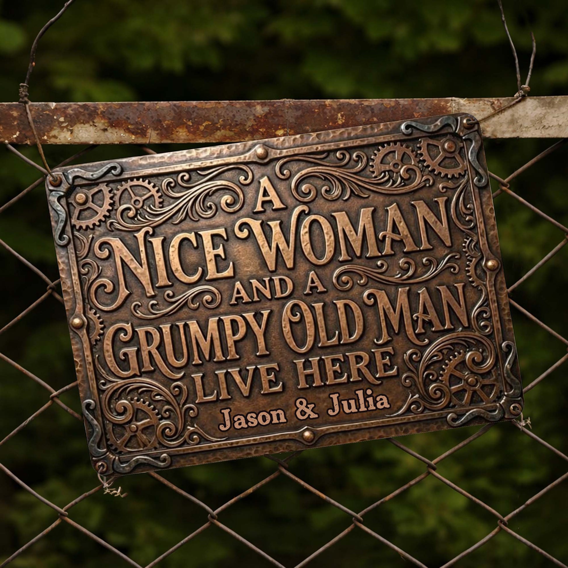 A Nice Woman And A Grumpy Old Man Live Here Sign