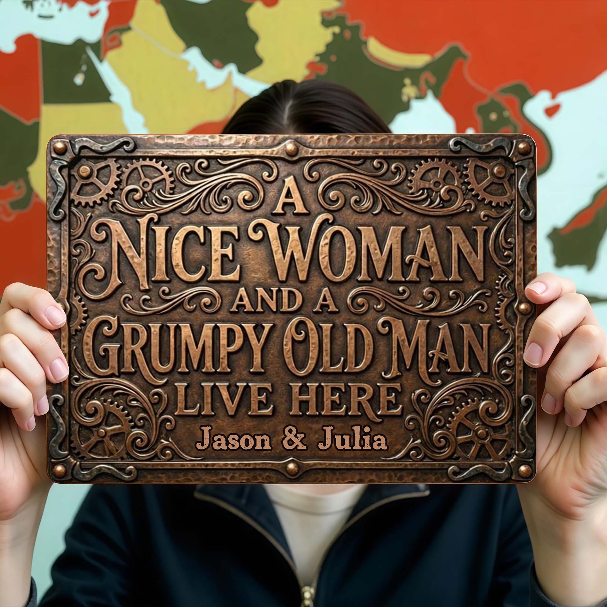 A Nice Woman And A Grumpy Old Man Live Here Sign