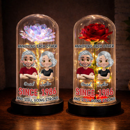 Annoying Each Other, Rose Dome With Figurine Couple