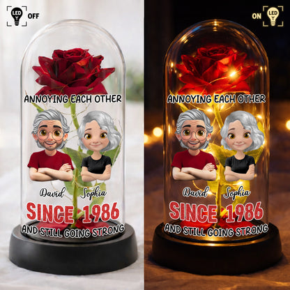 Annoying Each Other, Rose Dome With Figurine Couple