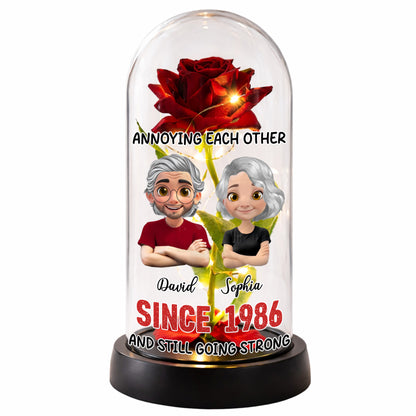 Annoying Each Other, Rose Dome With Figurine Couple