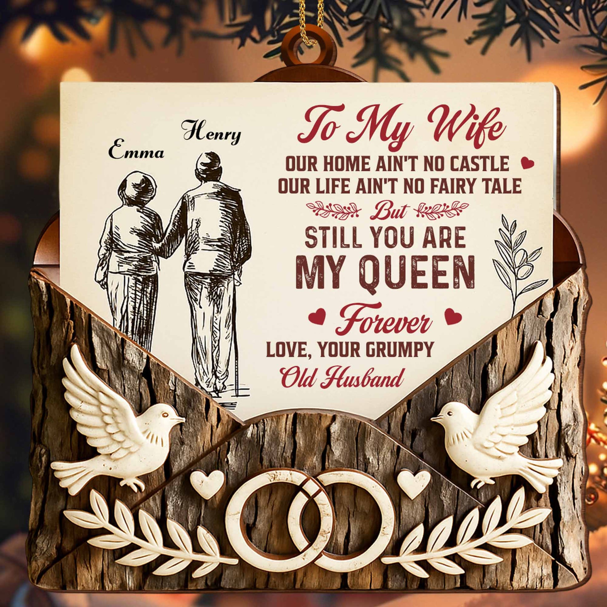 To My Wife Still My Queen Forever Dove and Wedding Rings