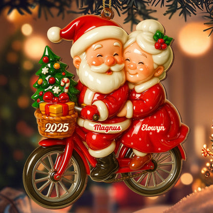 Santa And Mrs. Claus On A Festive Motorcycle Ride