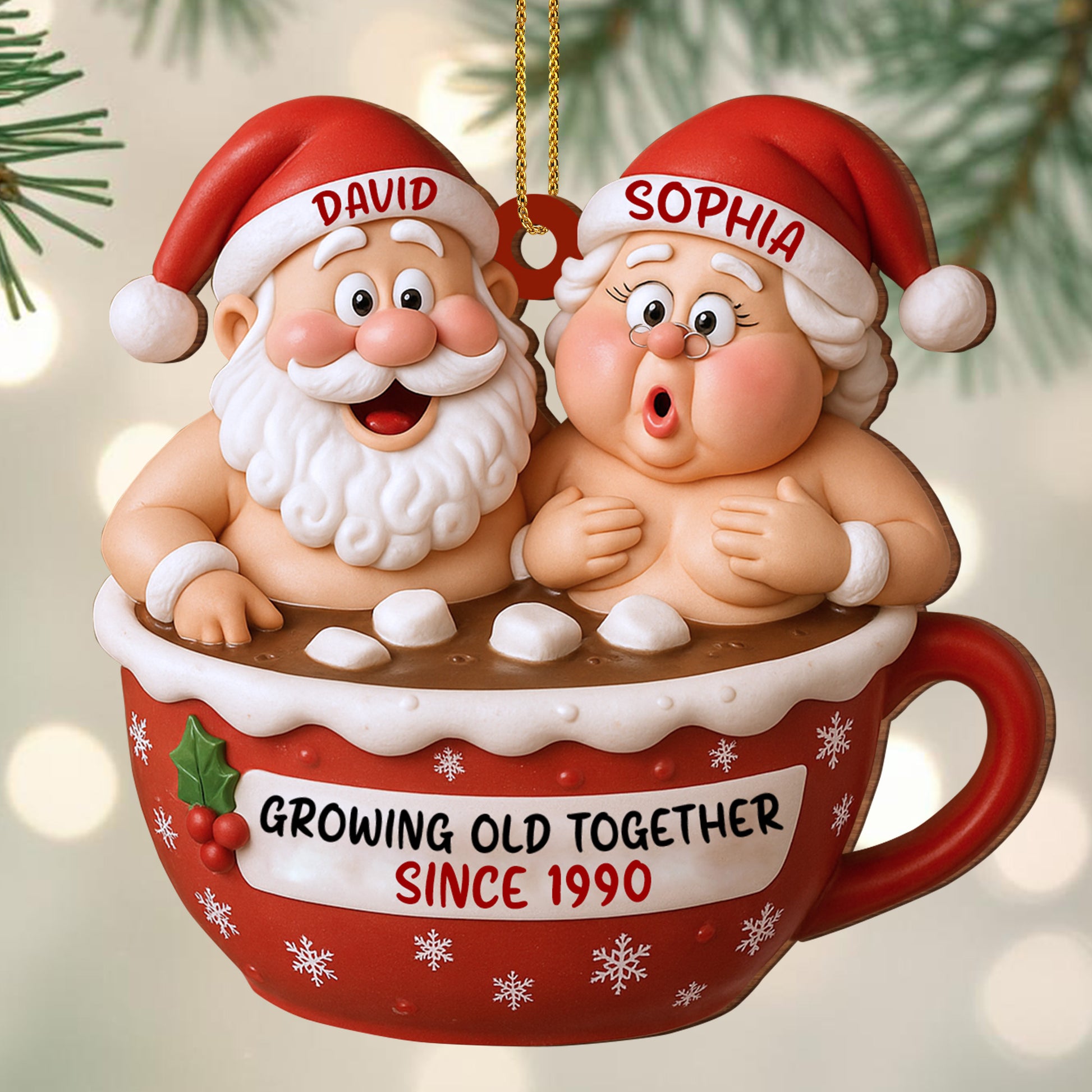 Growing Old Together Santa Claus In Hot Chocolate Cup