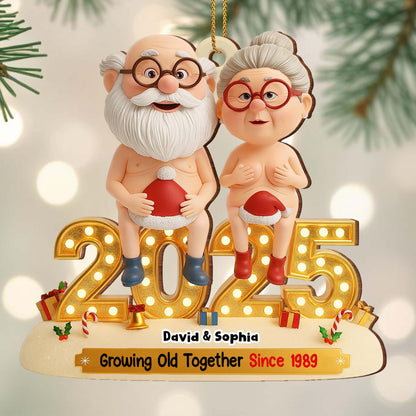 Growing Old Together, Elderly Couple Christmas Ornament