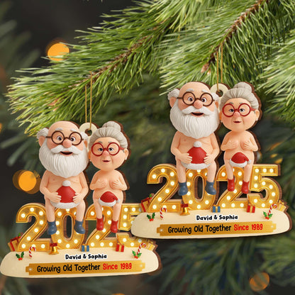 Growing Old Together, Elderly Couple Christmas Ornament