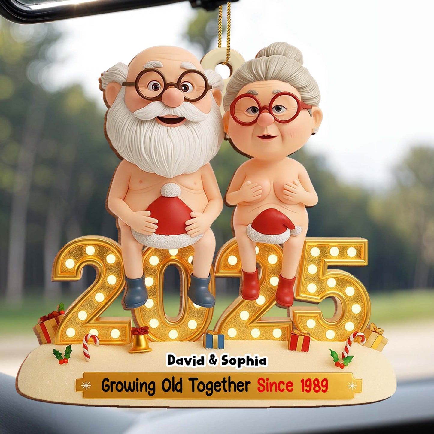Growing Old Together, Elderly Couple Christmas Ornament