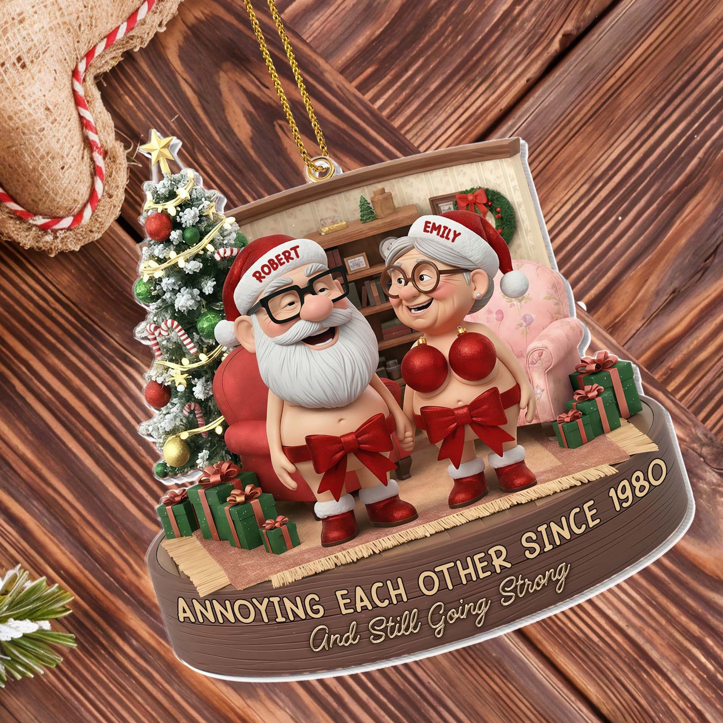 Annoying Each Other Since, Christmas Tree, Elderly Couple - Personalized Custom Acrylic Ornament, Christmas Gift - CPL910_ACO