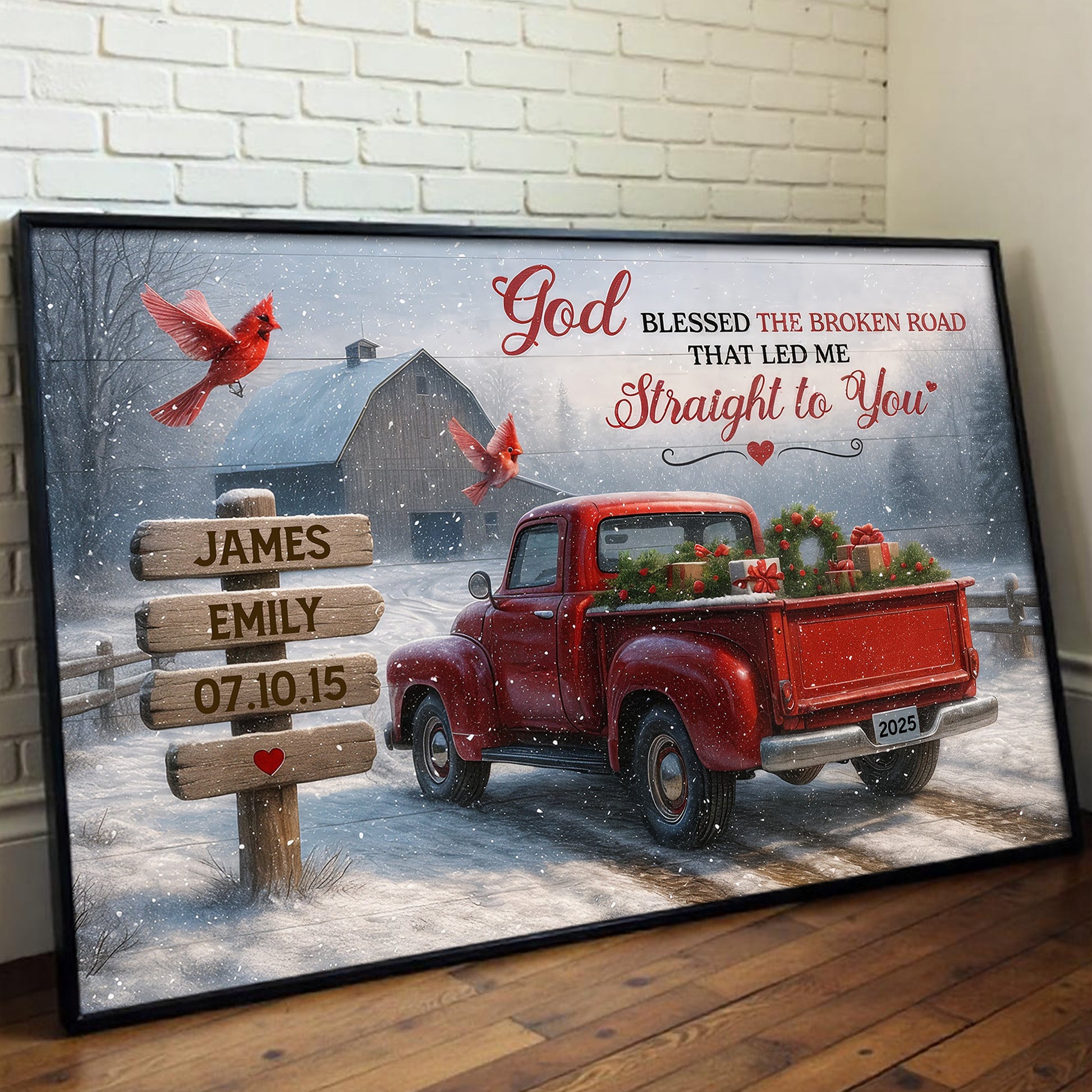 God Blessed The Broken Road That Led Me Straight To You, Red Truck, Cardinal Birds