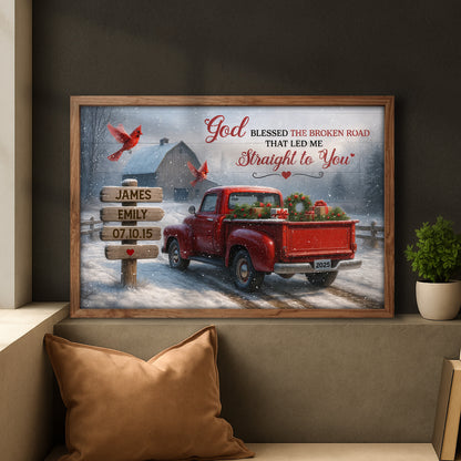 God Blessed The Broken Road That Led Me Straight To You, Red Truck, Cardinal Birds