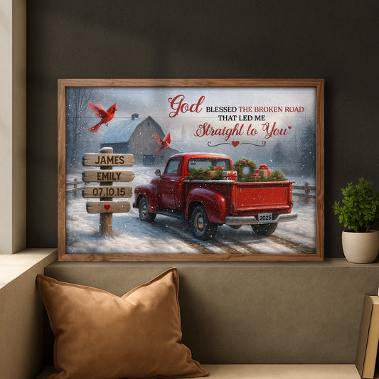 God Blessed The Broken Road That Led Me Straight To You, Red Truck, Cardinal Birds