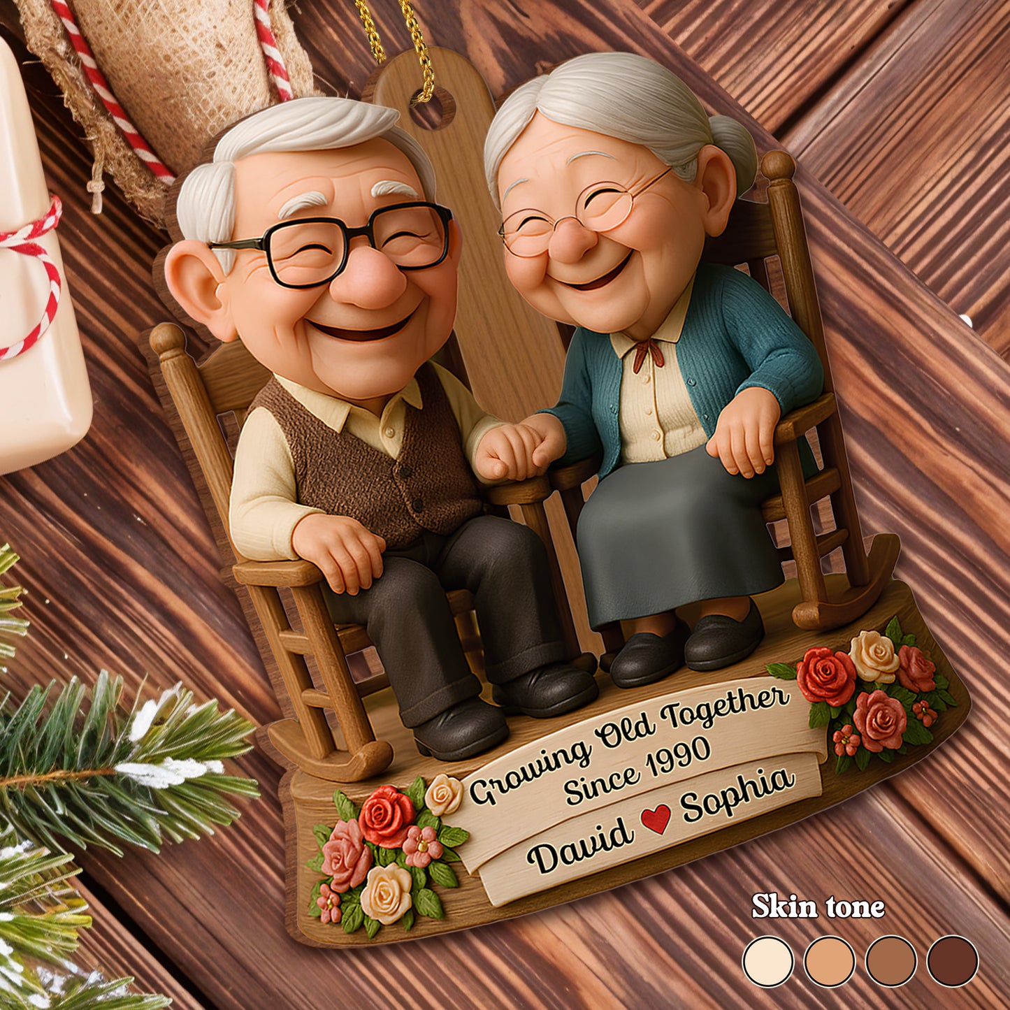 Growing Old Together, Elderly Couple On Rocking Chair