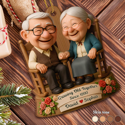 Growing Old Together, Elderly Couple On Rocking Chair