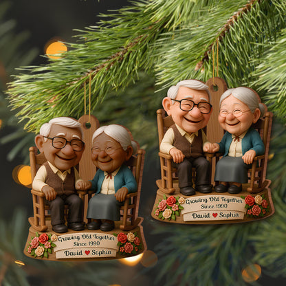 Growing Old Together, Elderly Couple On Rocking Chair