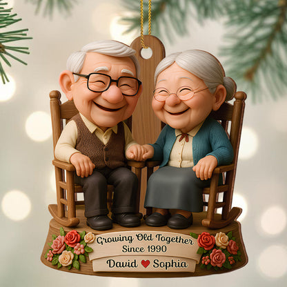 Growing Old Together, Elderly Couple On Rocking Chair