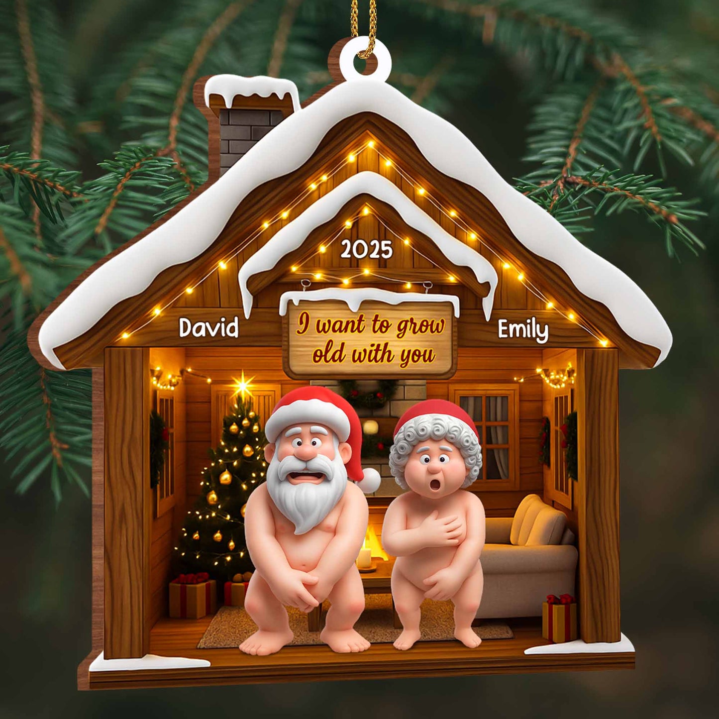 I Want To Grow Old With You, Santa Claus Cabin Ornament