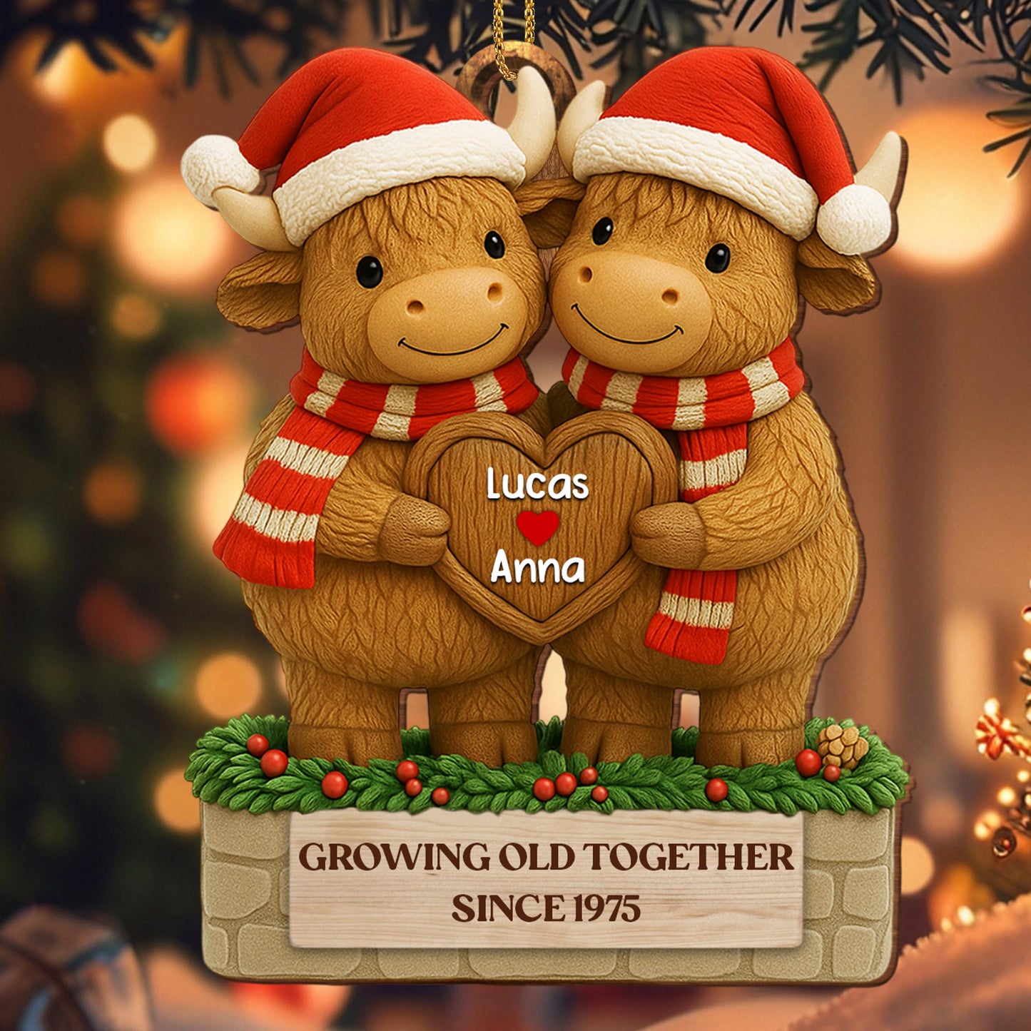 Growing Old Together, Oxen With Christmas Hats