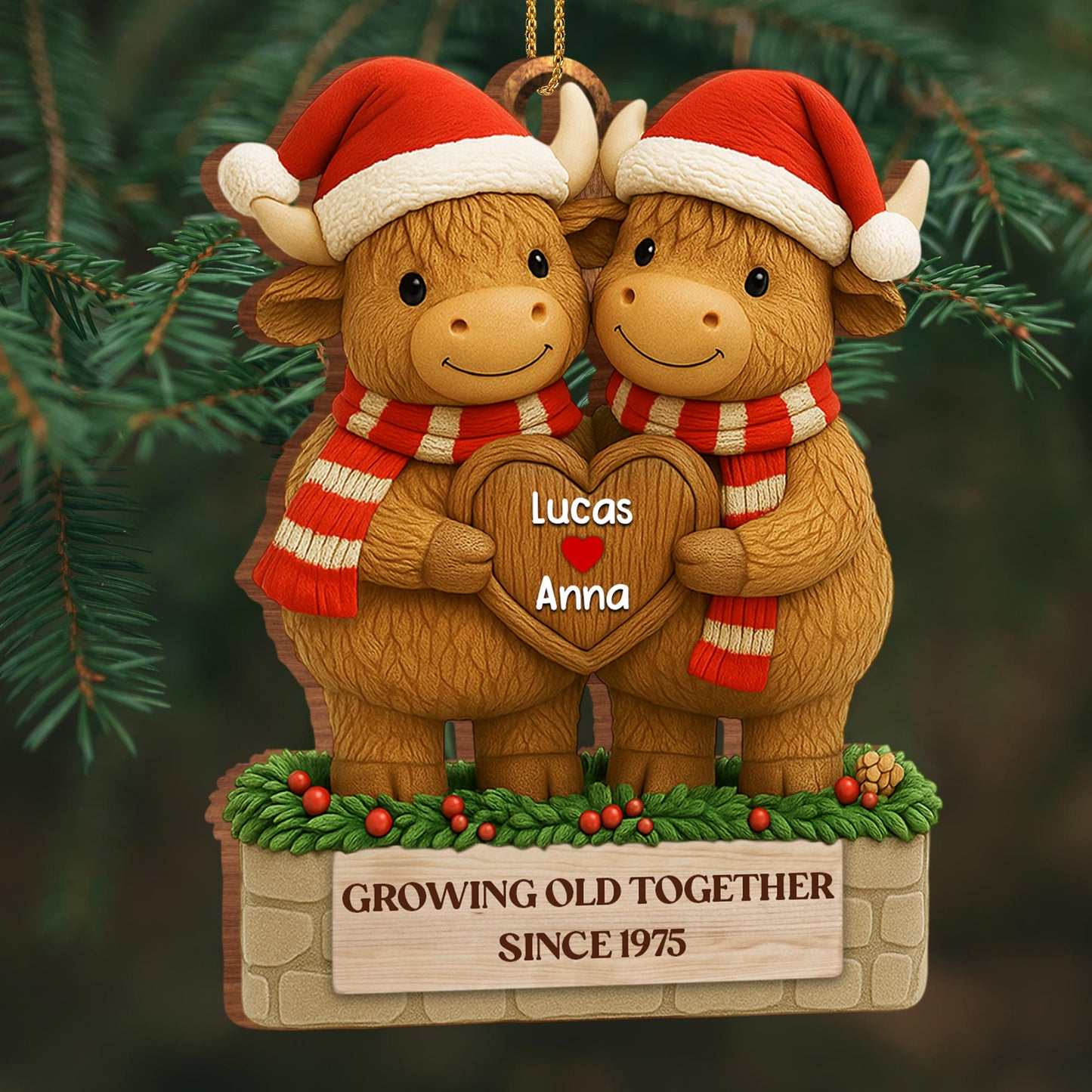 Growing Old Together, Oxen With Christmas Hats