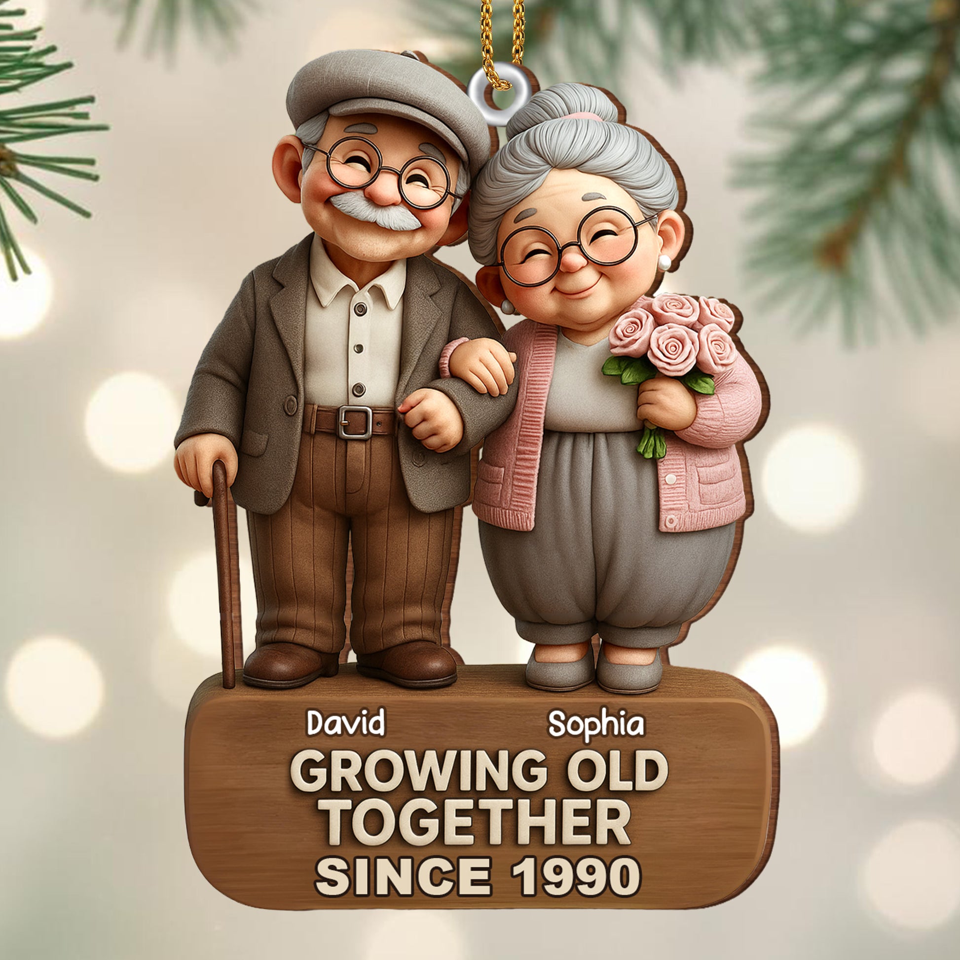 Growing Old Together, Elderly Couple With Roses