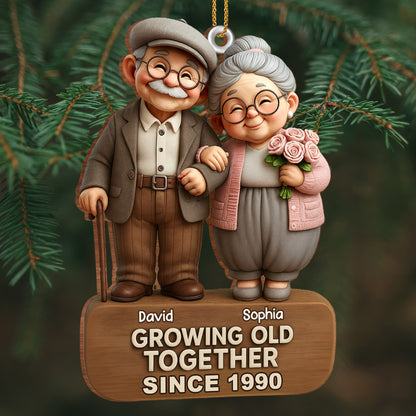 Growing Old Together, Elderly Couple With Roses