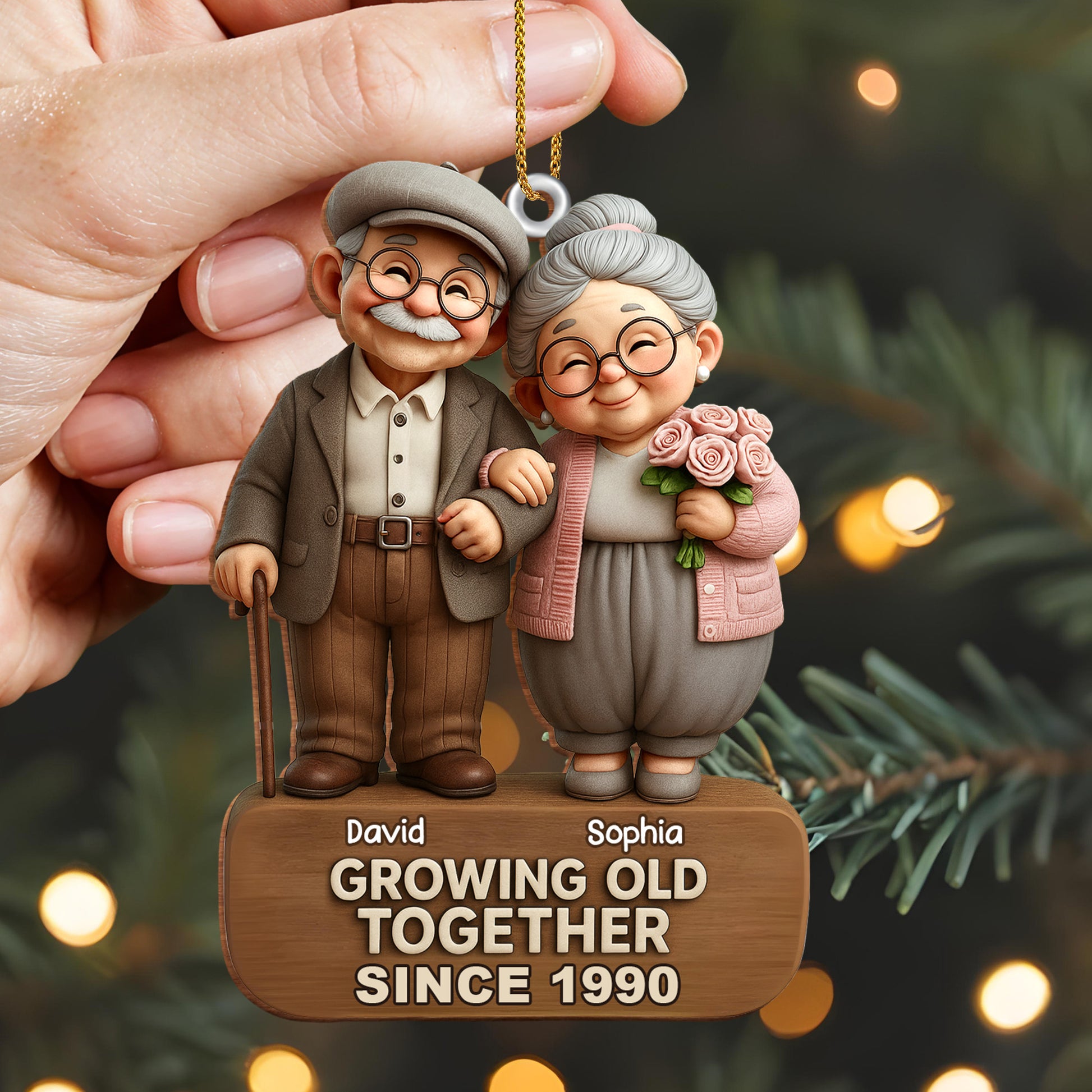 Growing Old Together, Elderly Couple With Roses