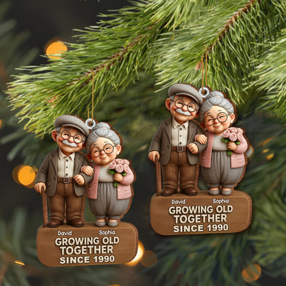 Growing Old Together, Elderly Couple With Roses