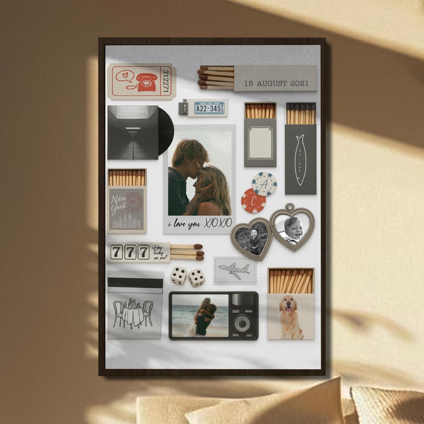 I Love You XOXO, Hearts And Camera - Personalized Custom Vertical Poster - CPL918_VPOS