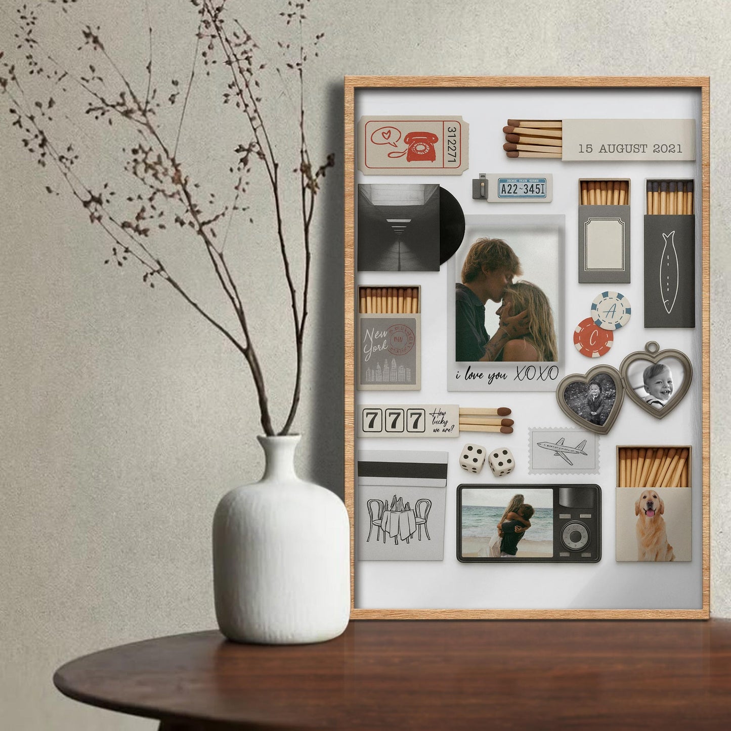 I Love You XOXO, Hearts And Camera - Personalized Custom Vertical Poster - CPL918_VPOS