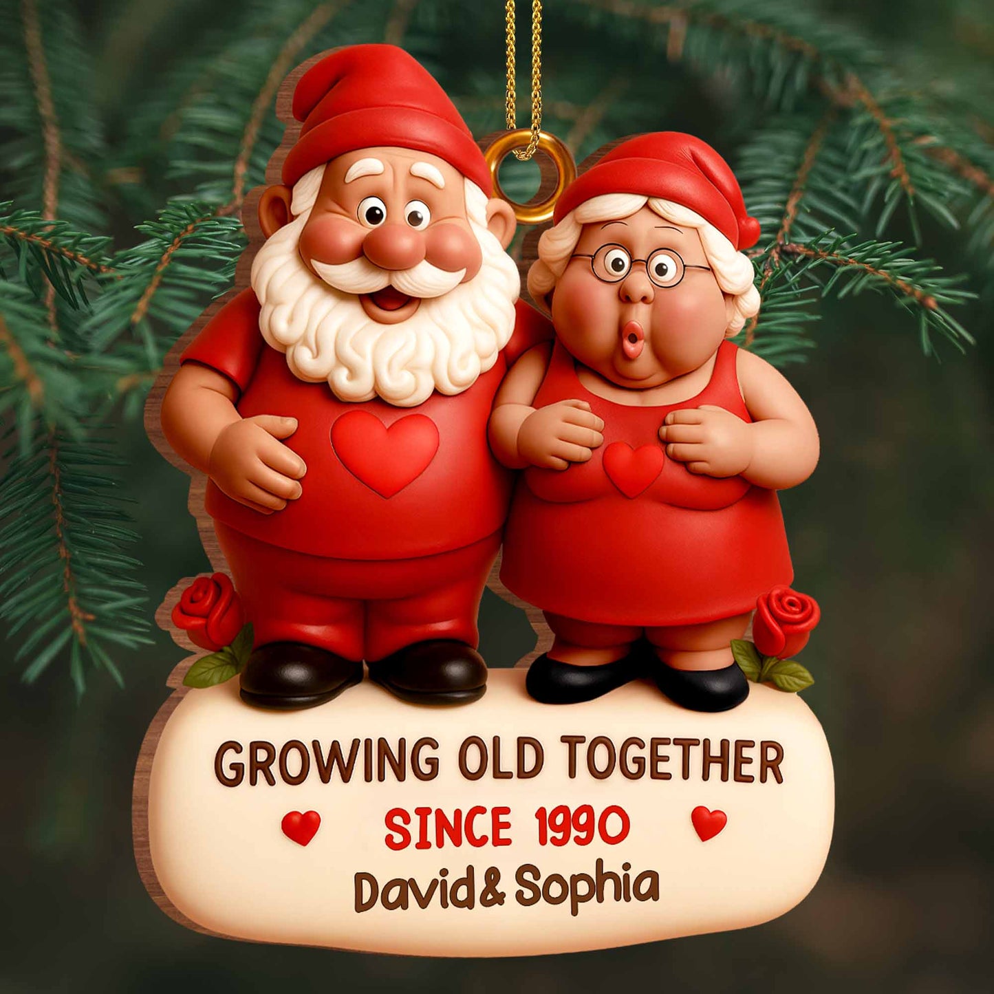 Growing Old Together With Gnome Couple and Hearts