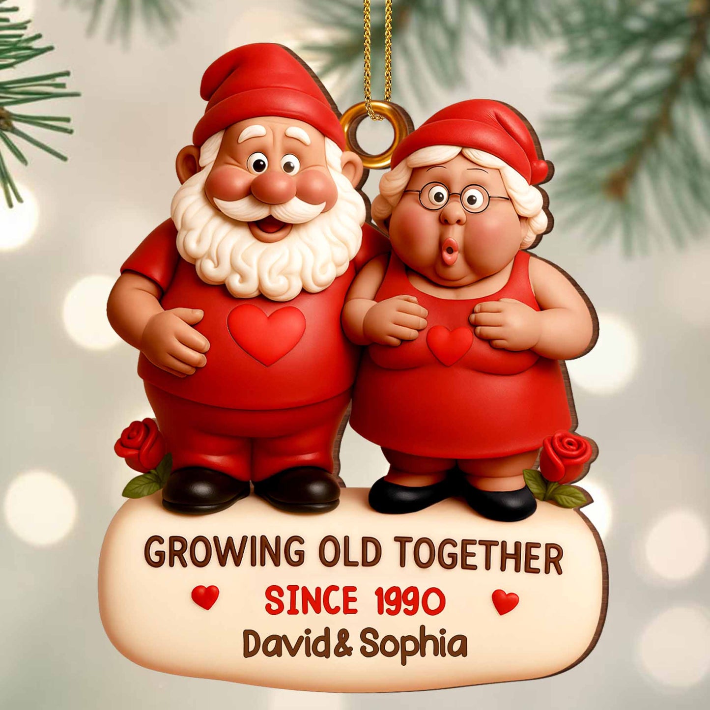 Growing Old Together With Gnome Couple and Hearts