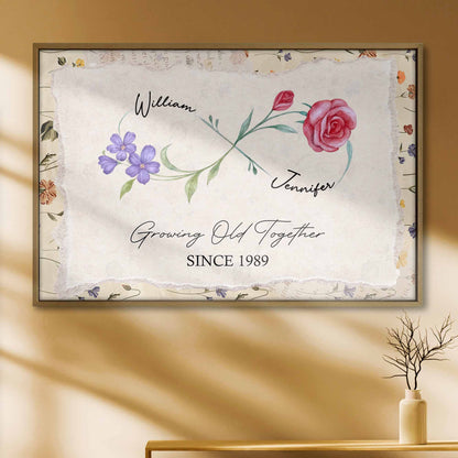 Growing Old Together With Elegant Flowers Design - Personalized Custom Horizontal Poster - CPL920_HPOS