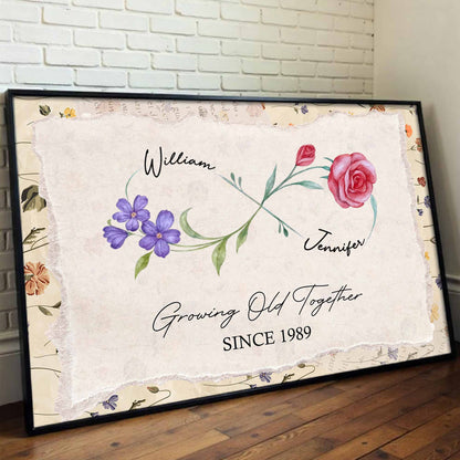 Growing Old Together With Elegant Flowers Design - Personalized Custom Horizontal Poster - CPL920_HPOS