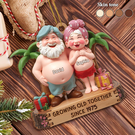 Growing Old Together, Elderly Couple With Palm Tree