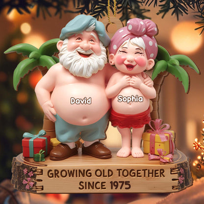 Growing Old Together, Elderly Couple With Palm Tree