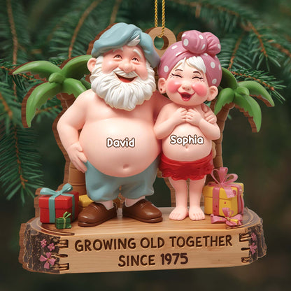 Growing Old Together, Elderly Couple With Palm Tree