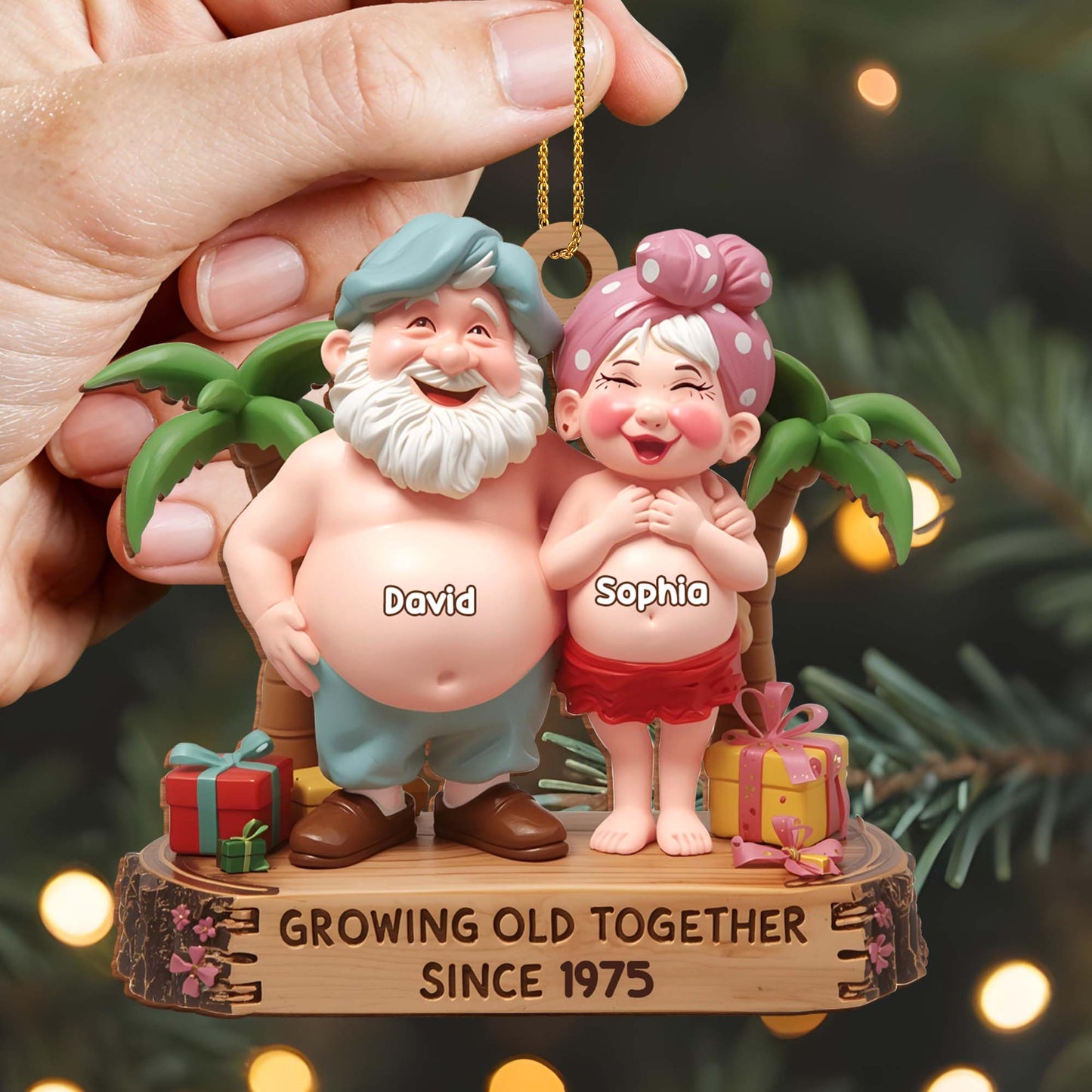 Growing Old Together, Elderly Couple With Palm Tree