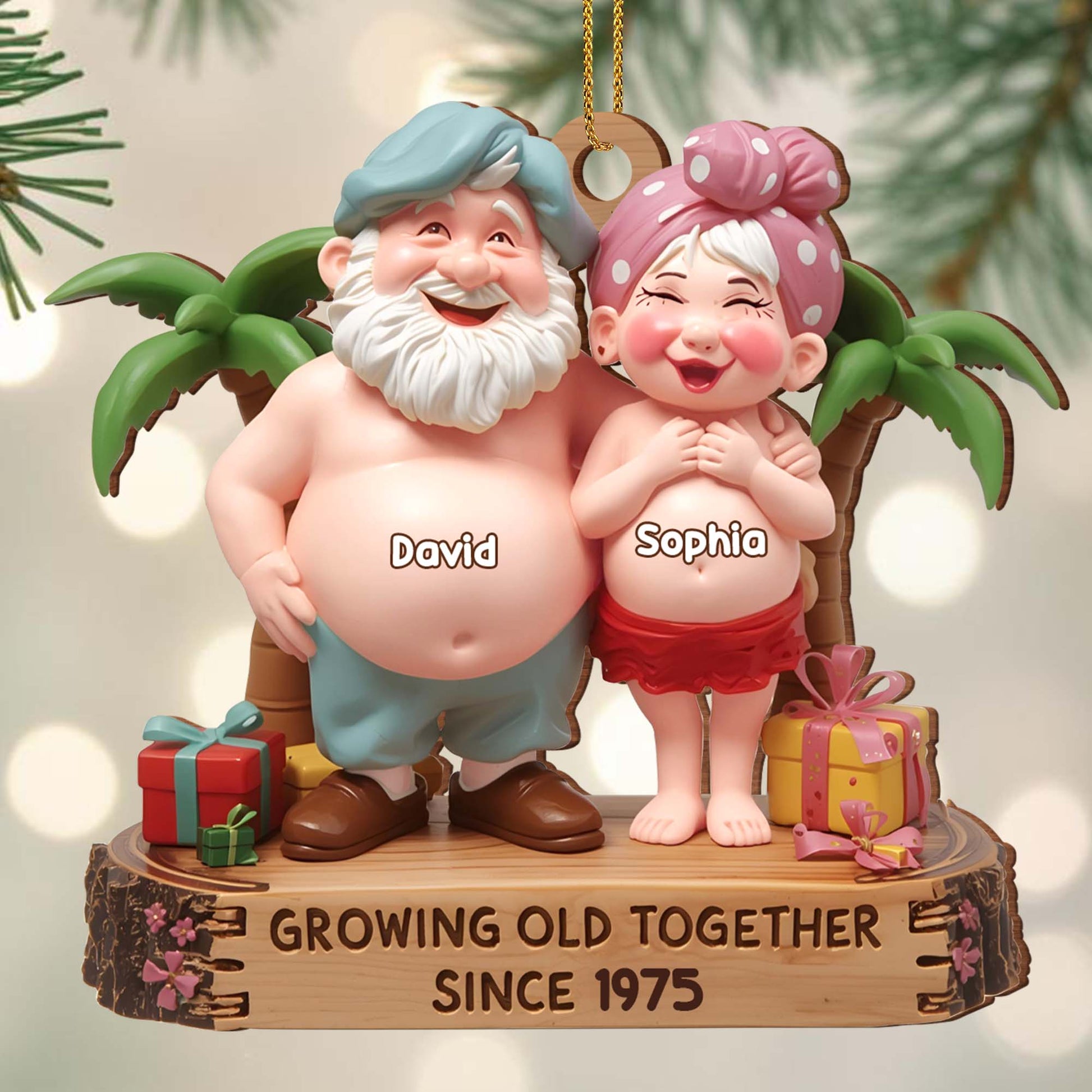 Growing Old Together, Elderly Couple With Palm Tree