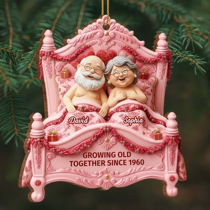 Growing Old Together, Elderly Couple On Bed