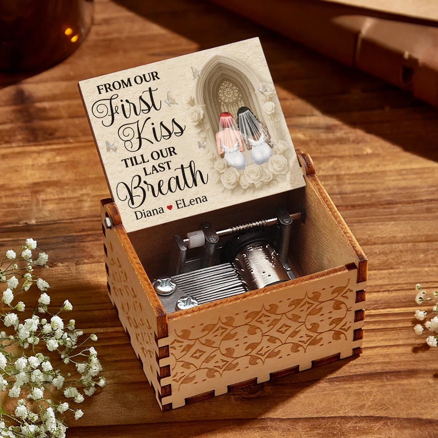 From Our First Kiss Till Our Last Breath With Roses And Wedding Arch